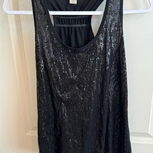 Bozzolo Elegant Black Sequined Top SZ L